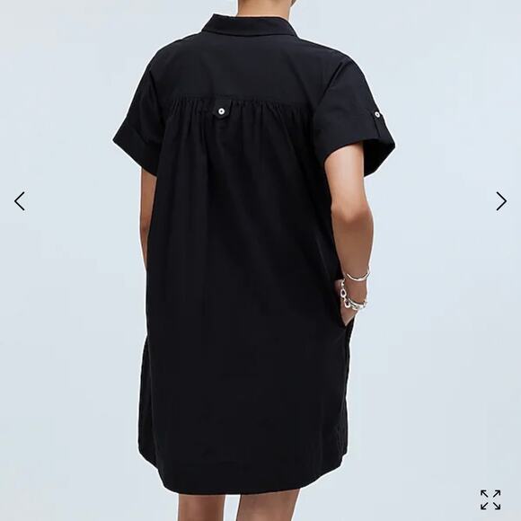 Madewell Collared Button Front Mini Shirtdress Womens XXS True Black - Picture 6 of 13